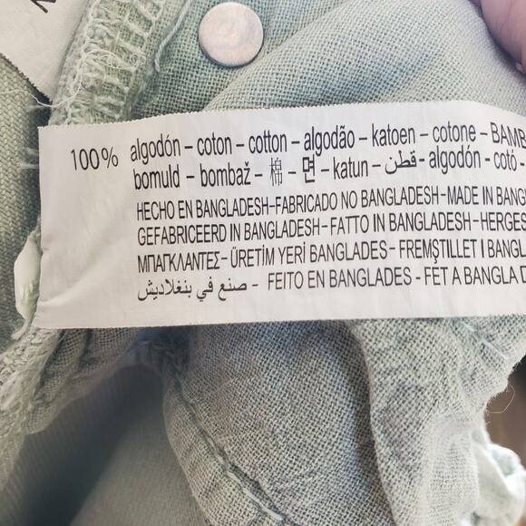 Zara Green Cutoff Denim Shorts 4 - Picture 5 of 6